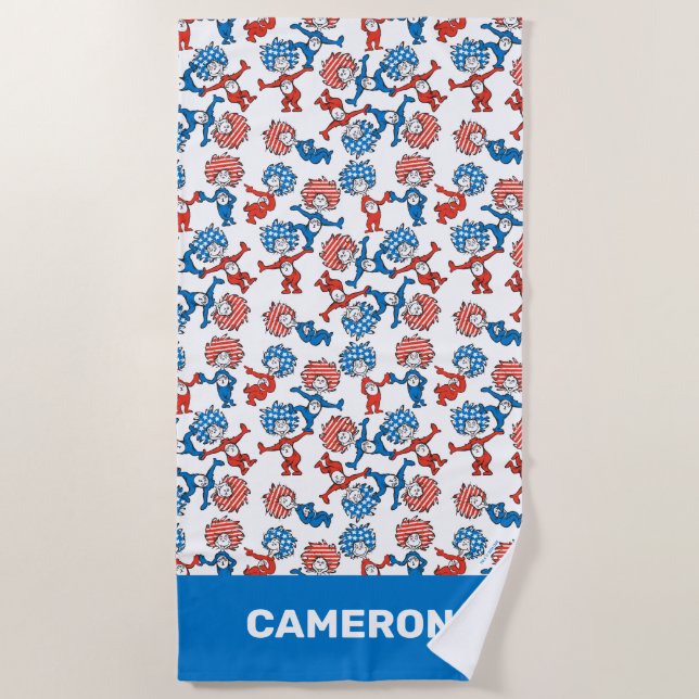 Serviette De Plage Dr Seuss | Chose Une Chose Deux Motifs du drapeau  (Devant)