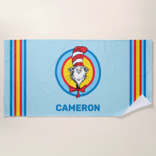 Serviette De Plage Dr. Seuss Graphisme de tête de Chat dans le Chap