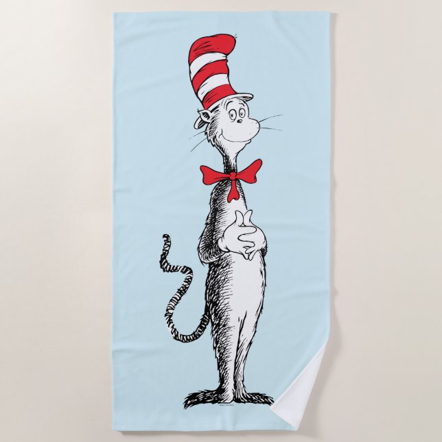 Serviette De Plage Dr. Seuss Le Chat dans le Chapeau Debout Fier (Devant)