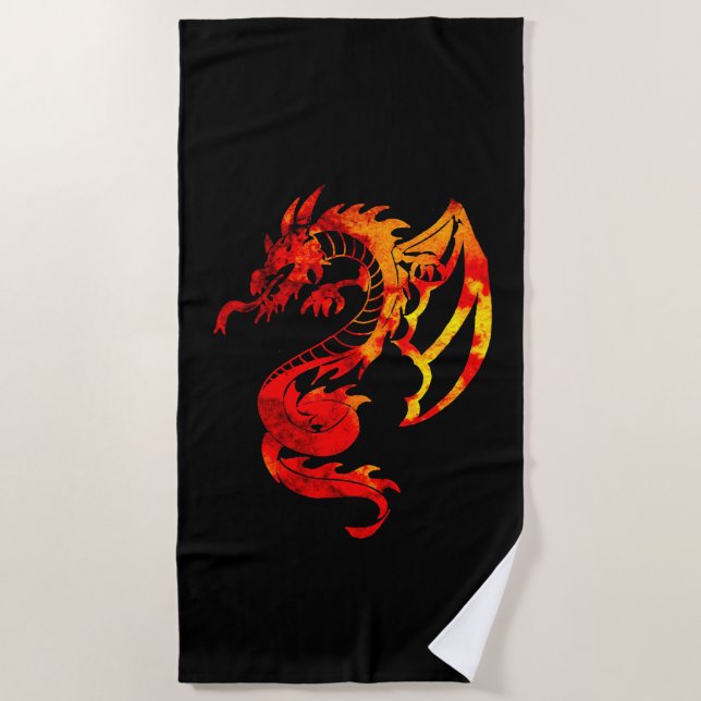 Serviette De Plage Dragon de feu rouge (Devant)