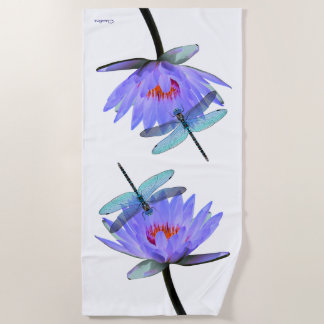 Serviette De Plage Dragonflies sur Water Lilies Beach