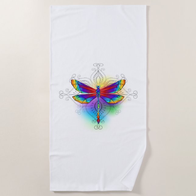 Serviette De Plage Dragonfly en arc-en-ciel (Devant)