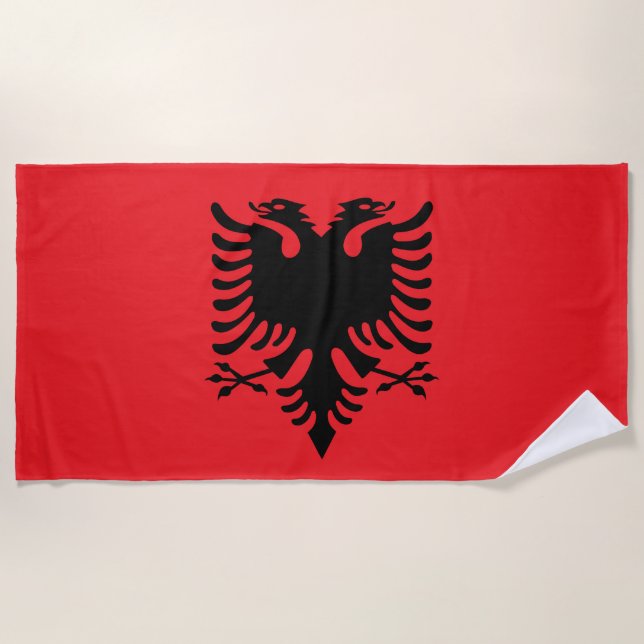Serviette De Plage Drapeau albanais (Devant)
