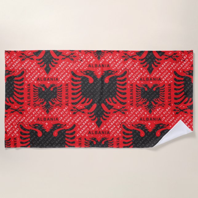 Serviette De Plage drapeau albanais motif 2 (Devant)