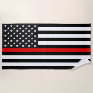 Serviette De Plage Drapeau américain de la ligne rouge mince