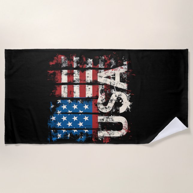 Serviette De Plage Drapeau américain rétro 4 juillet (Devant)