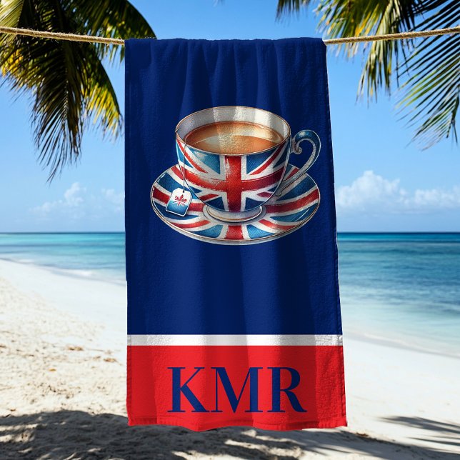 Serviette De Plage Drapeau anglais Monogram (Créateur téléchargé)