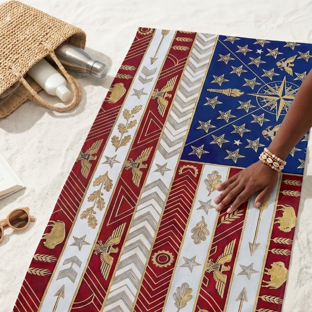 Serviette De Plage Drapeau Art Déco du patrimoine | États-Unis (Lifestyle Shot)