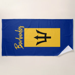 Serviette De Plage Drapeau barbadien Bajan Caraïbes