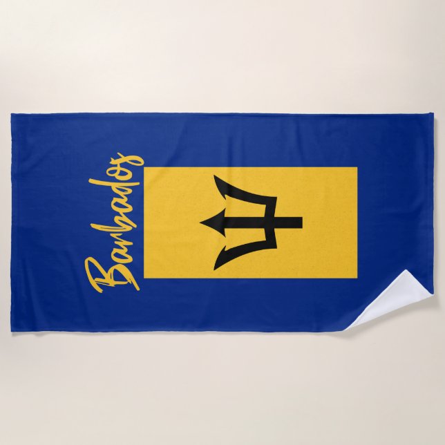Serviette De Plage Drapeau barbadien Bajan Caraïbes (Devant)