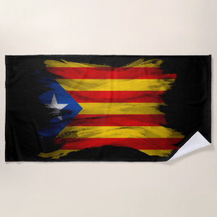 Serviette De Plage Drapeau Catalogne brush stroke, drapeau national