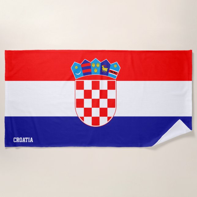 Serviette De Plage Drapeau Croatie Splendide patriotique (Devant)