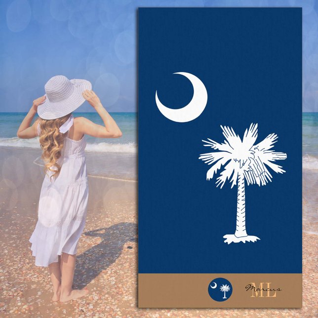 Serviette De Plage Drapeau de Caroline du Sud & monogrammed / serviet (Créateur téléchargé)