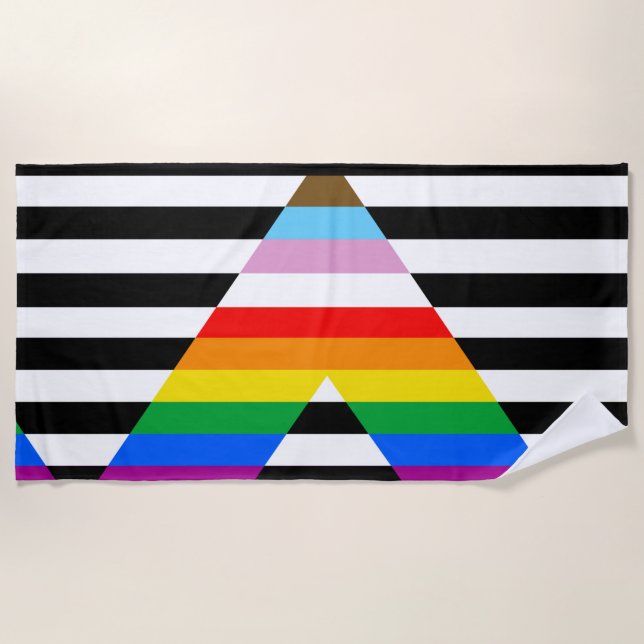 Serviette De Plage Drapeau de fierté allié du progrès LGBTQ (Devant)
