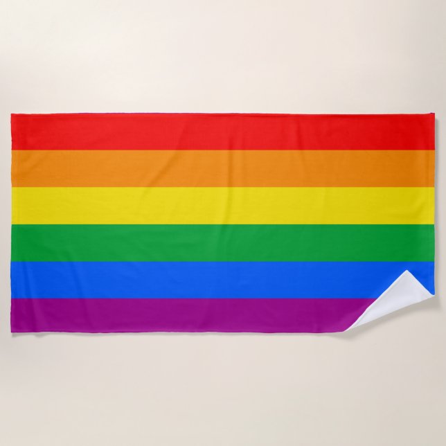Serviette De Plage Drapeau de fierté arc-en-ciel LGBTQ+ (Devant)