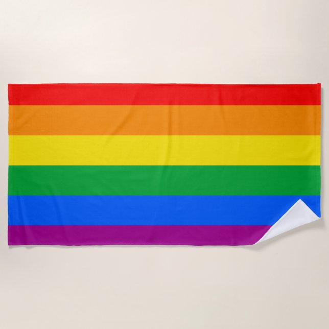 Serviette De Plage Drapeau de fierté arc-en-ciel LGBTQ+ (Devant)