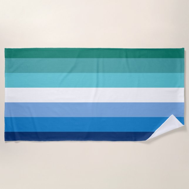Serviette De Plage Drapeau de fierté gay masculin (Azur) (Devant)