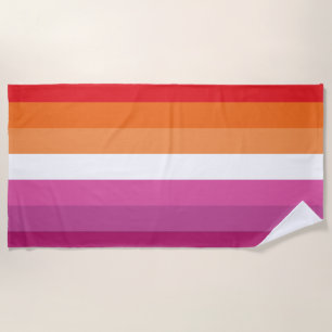 Serviette De Plage Drapeau de fierté lesbienne (Coucher de soleil)
