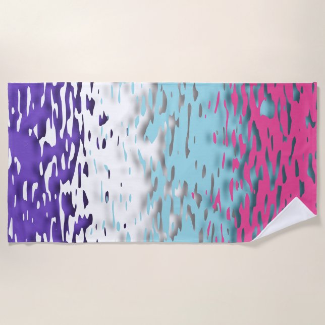 Serviette De Plage Drapeau de fierté multisexuel funky trippy ondulé  (Devant)