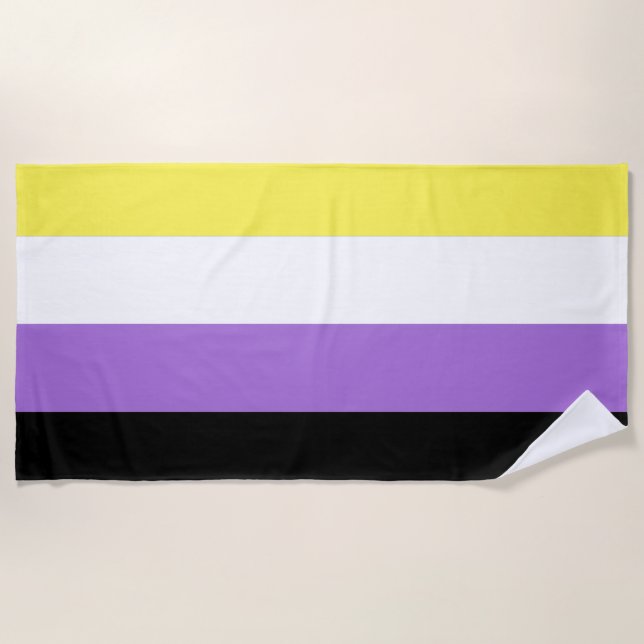 Serviette De Plage Drapeau de fierté non binaire (Devant)