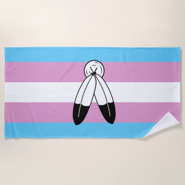 Serviette De Plage Drapeau de fierté trans bispirituel (Devant)