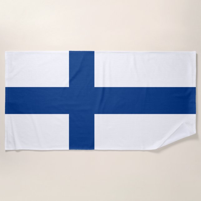 Serviette De Plage Drapeau de Finlande (Devant)