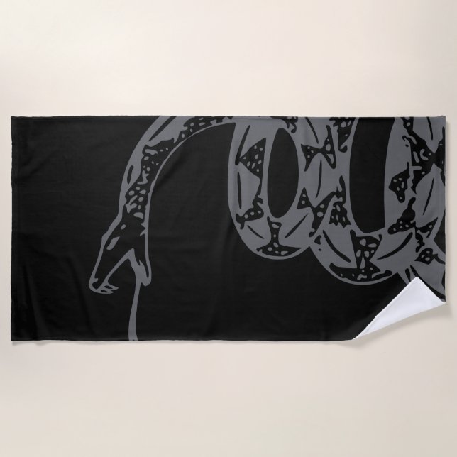 Serviette De Plage Drapeau de Gadsden Ne Marchez pas sur Moi Gris (Devant)