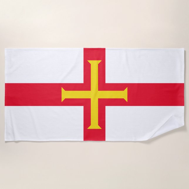Serviette De Plage Drapeau de Guernesey (Devant)