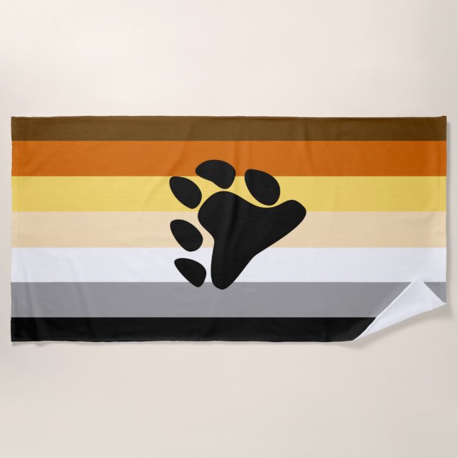 Serviette De Plage Drapeau de la fierté de l'ours avec patte (Devant)