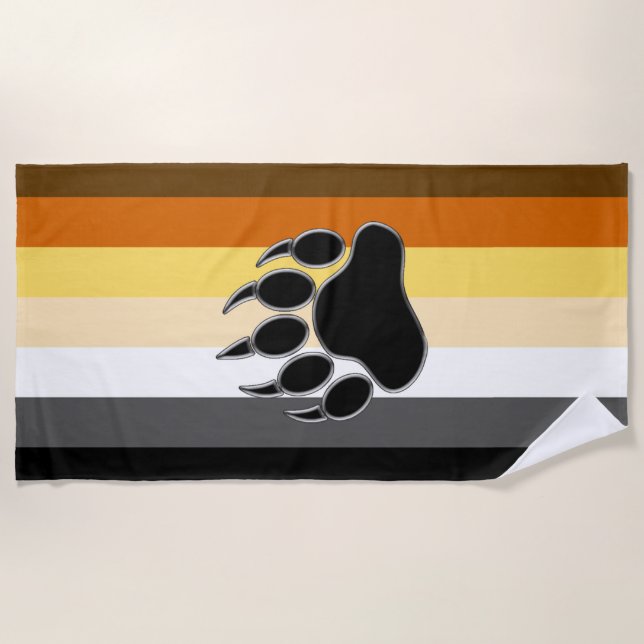 Serviette De Plage Drapeau de la fierté des ours gays Patte d'ours (Devant)