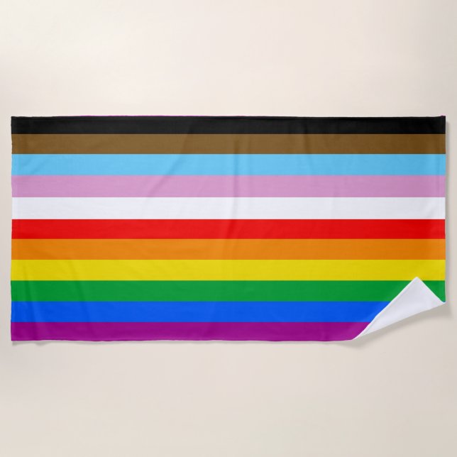Serviette De Plage Drapeau de la fierté inclusif LGBTQ+ (Devant)