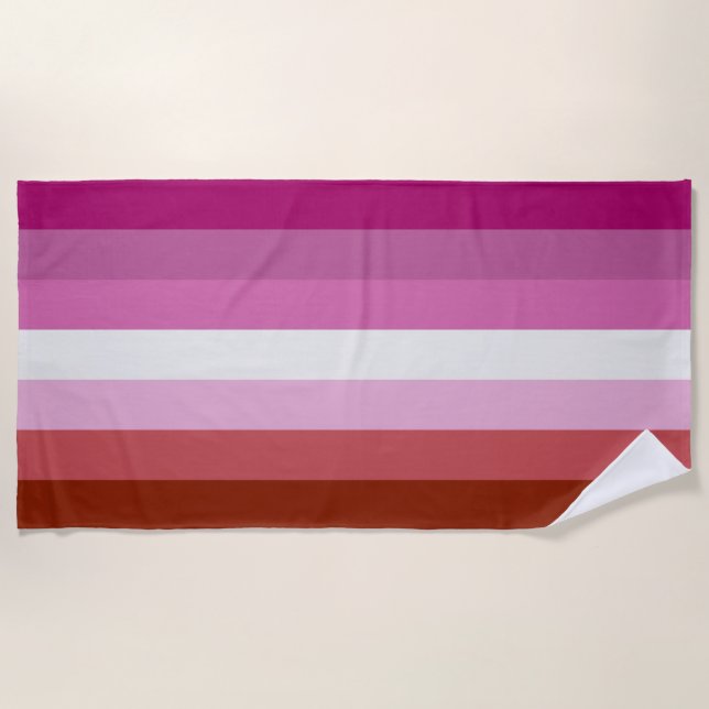 Serviette De Plage Drapeau de la fierté lesbienne au rouge à lèvres (Devant)