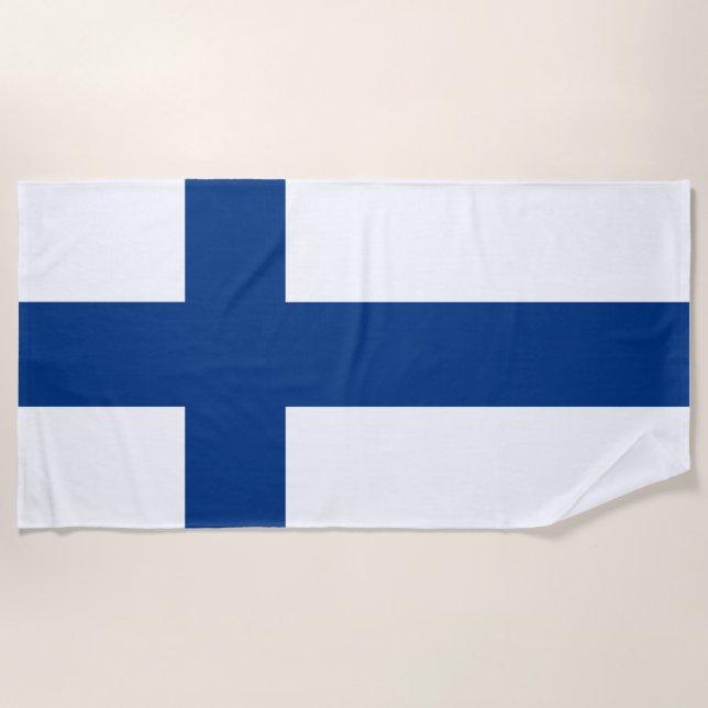 Serviette De Plage Drapeau de la Finlande Croix Bleue Suomi (Devant)