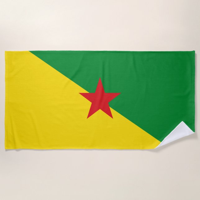 Serviette De Plage Drapeau de la Guyane Française Beach Towel (Devant)