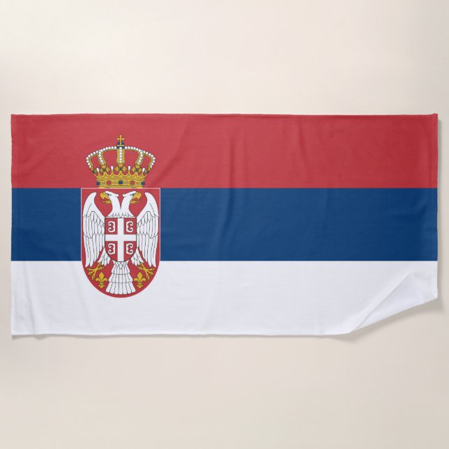 Serviette De Plage Drapeau de la Serbie (Devant)