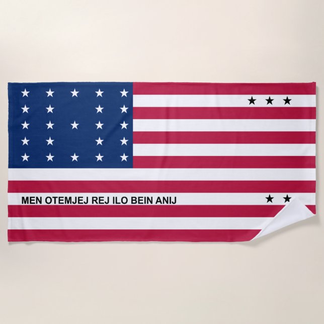 Serviette De Plage Drapeau de l'atoll de Bikini Patriotique (Devant)