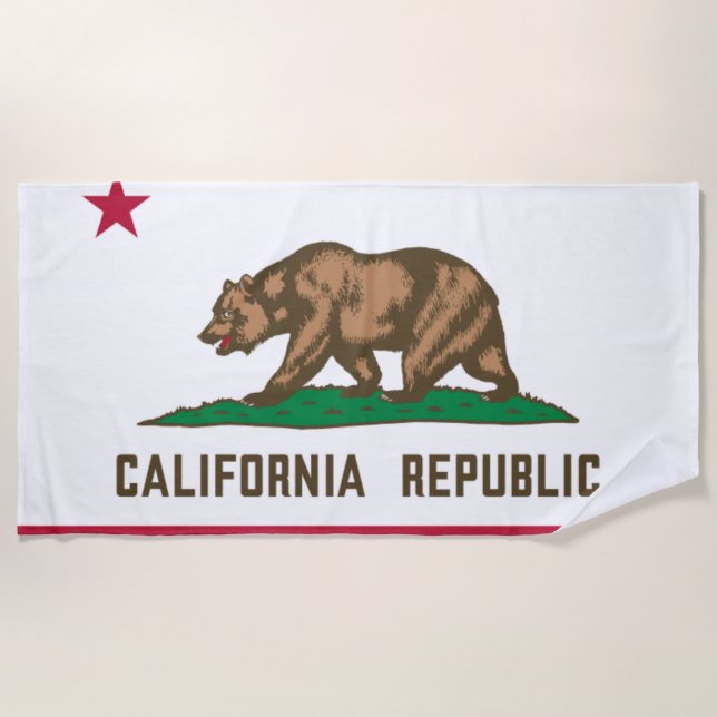 Serviette De Plage Drapeau de l'État de Californie ( République de Ca (Devant)