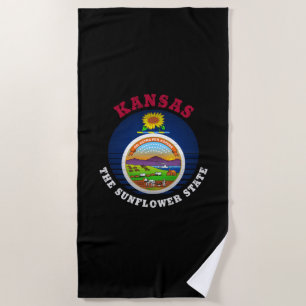 SERVIETTE DE PLAGE DRAPEAU DE L'ÉTAT DE KANSAS SUNLOWER