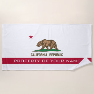Serviette De Plage Drapeau de l'état de la République de Californie p