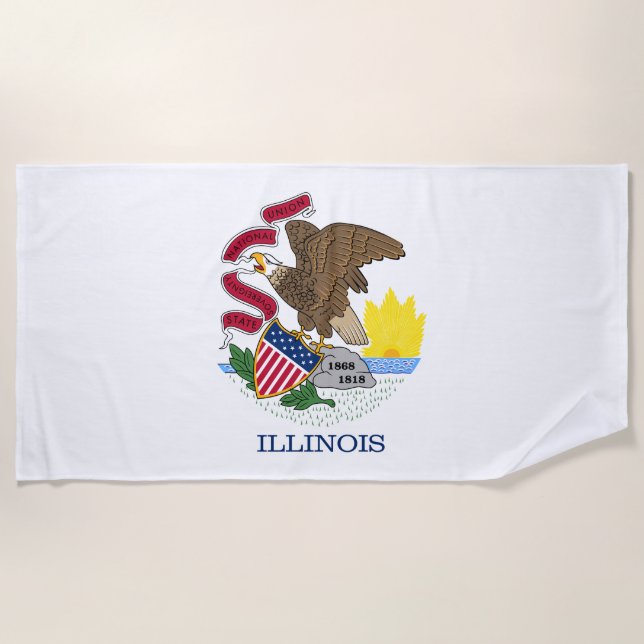 Serviette De Plage Drapeau de l'État de l'Illinois (Devant)
