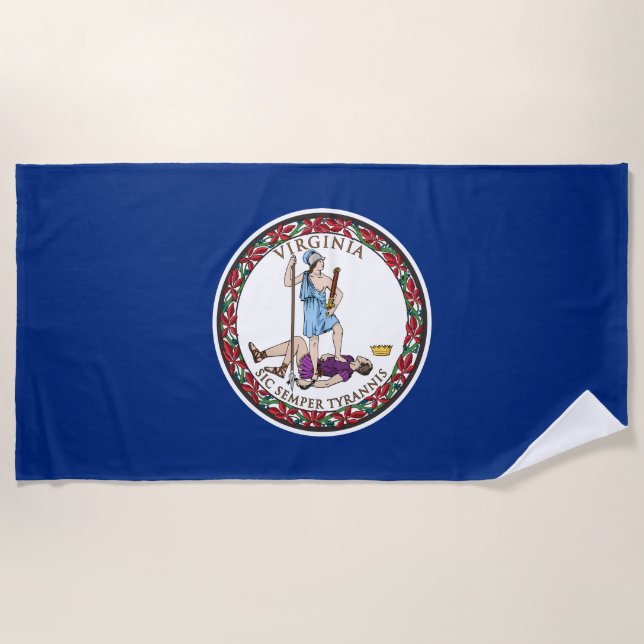 Serviette De Plage Drapeau de l'État de Virginie (Devant)
