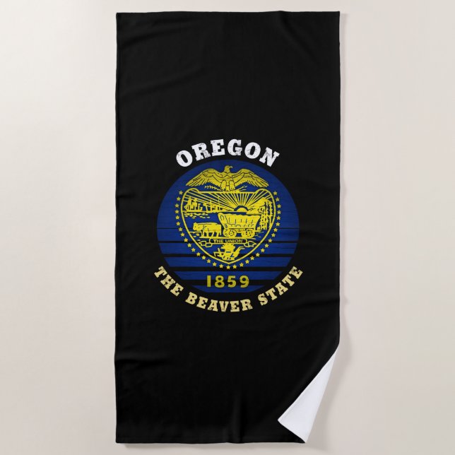 SERVIETTE DE PLAGE DRAPEAU DE L'ÉTAT DU BEAVER D'OREGON (Devant)