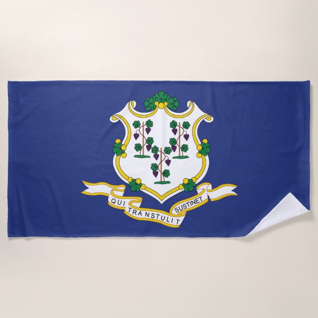 Serviette De Plage Drapeau de l'État du Connecticut (Devant)