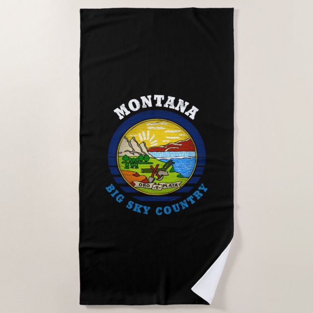 SERVIETTE DE PLAGE DRAPEAU DE L'ÉTAT DU GRAND CIEL DE MONTANA (Devant)