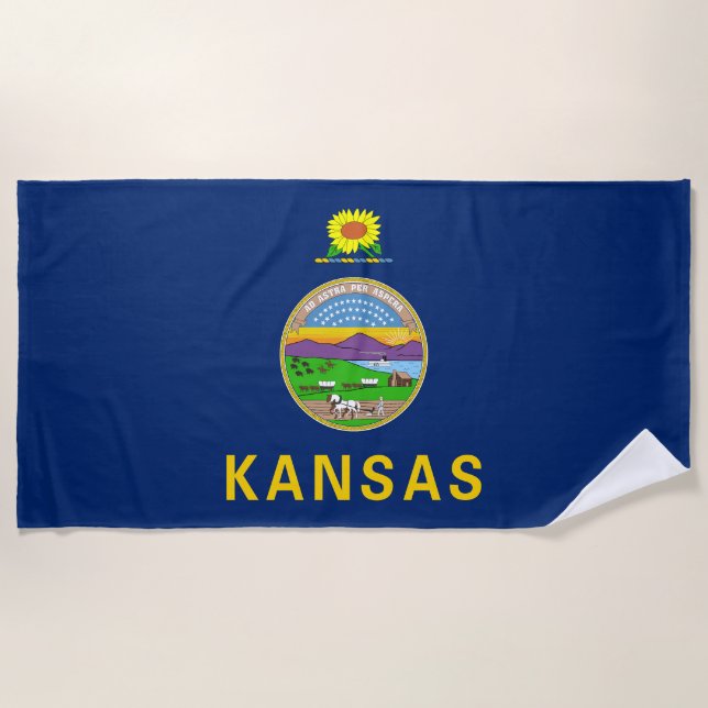 Serviette De Plage Drapeau de l'État du Kansas (Devant)