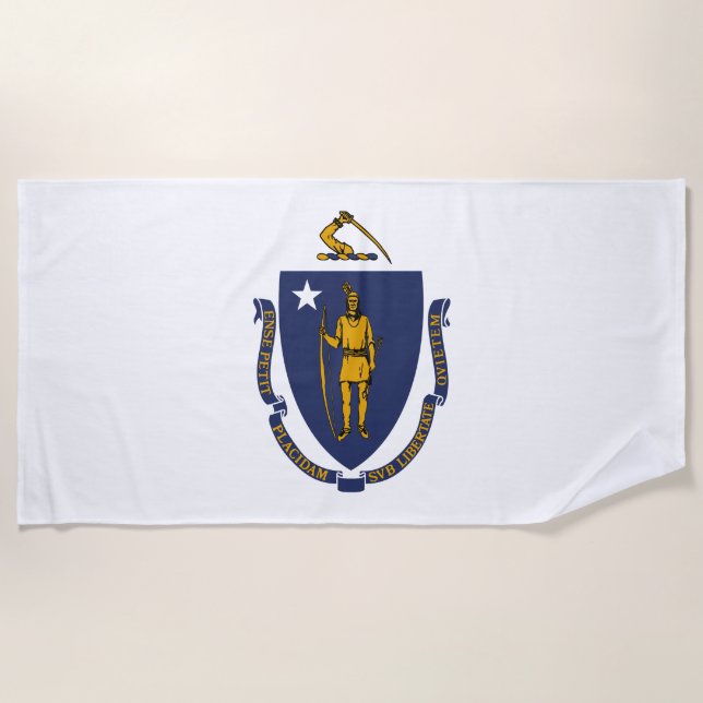 Serviette De Plage Drapeau de l'État du Massachusetts (Devant)