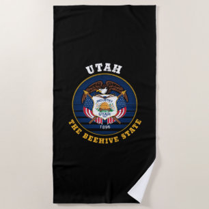 SERVIETTE DE PLAGE DRAPEAU DE L'ÉTAT D'UTAH BEEHIVE