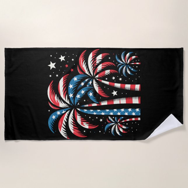 Serviette De Plage Drapeau de l'été 4 juillet (Devant)