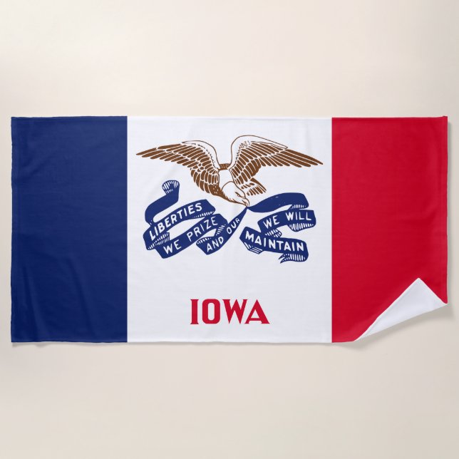 Serviette De Plage Drapeau de l'Iowa (Devant)