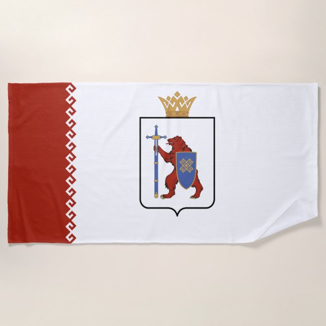 Serviette De Plage Drapeau de Mari El (Devant)